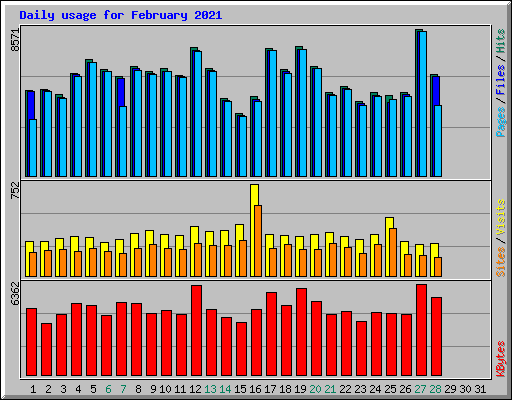 Daily usage for February 2021