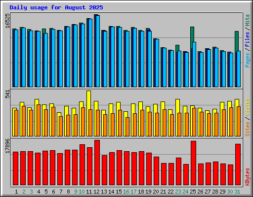 Daily usage for August 2025